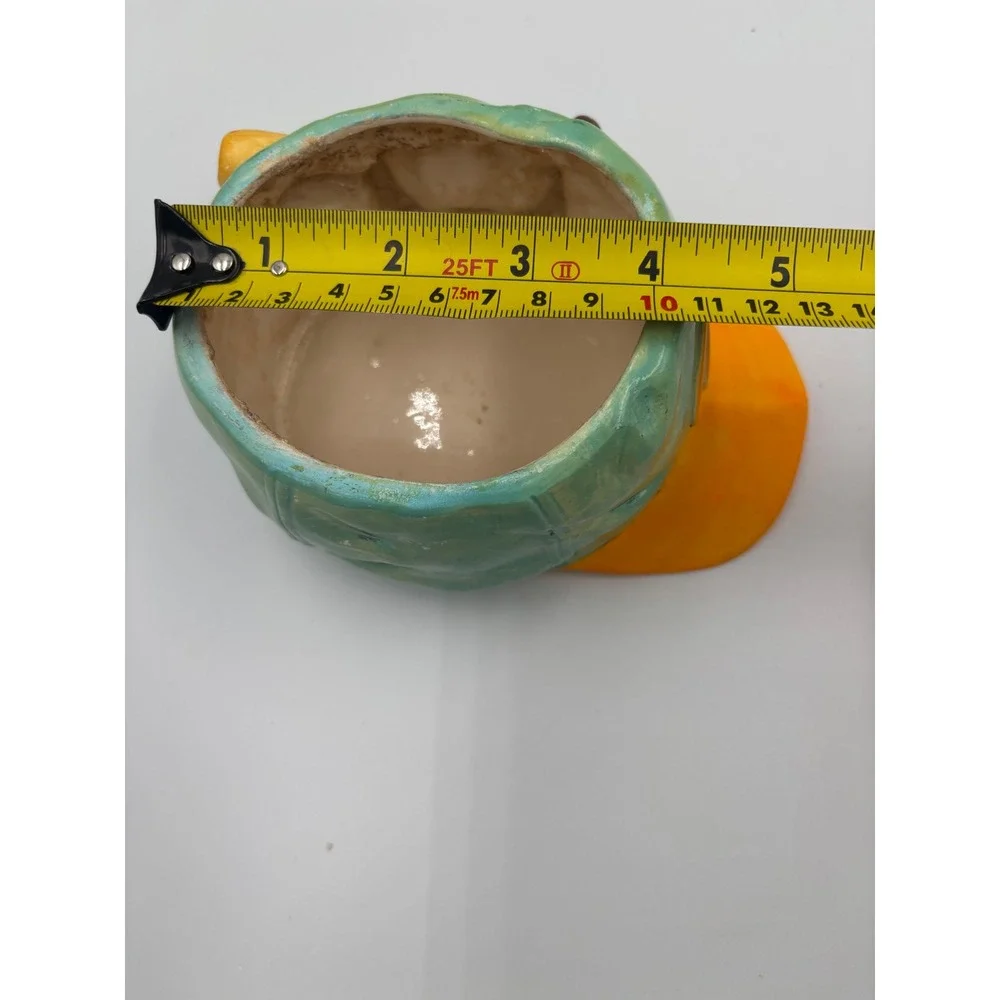 Vintage Japan Baseball Cap Ceramic Planter Teal Orange Glove‎ Bat 55-124
